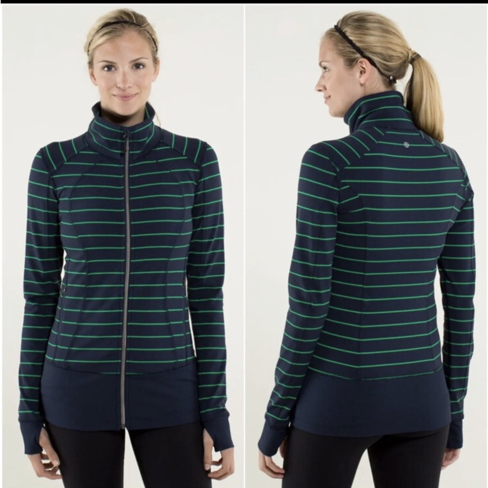 LULULEMON Nice Asana Jacket Slalom Stripe Inkwell Size 2 EUC